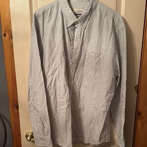 St. John's Bay Gray Casual Button Down Shirt with Stripes